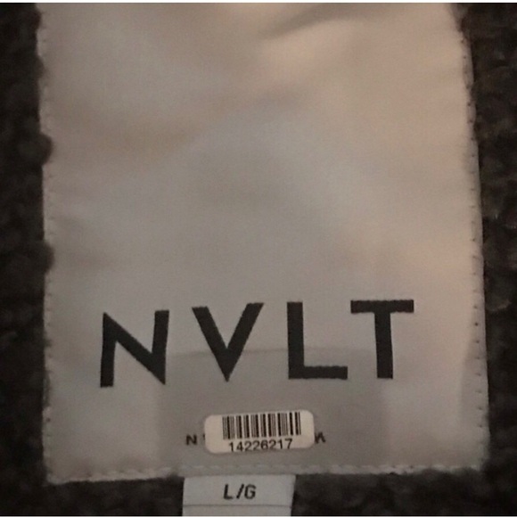 NVLT Boucle Teddy Coat Large Olive Dark Grey Brown Minimalist Neutral New - Picture 8 of 10